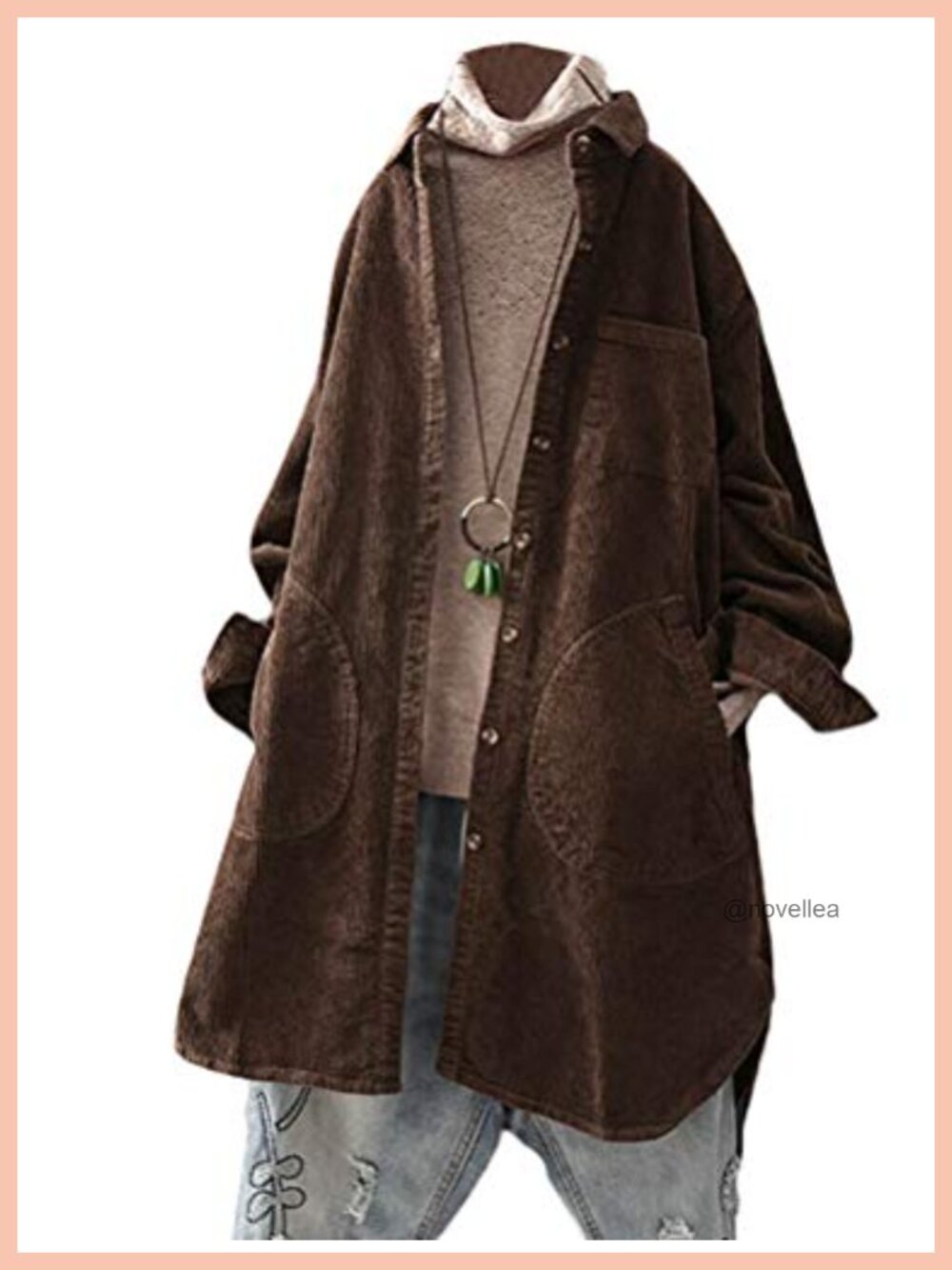 Corduroy Shirt Jacket Long Sleeve Button Down Shacket with Pockets